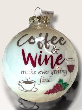 Coffee & Wine Glass Christmas Ornament Bronners Made In Hungary Festive Decor